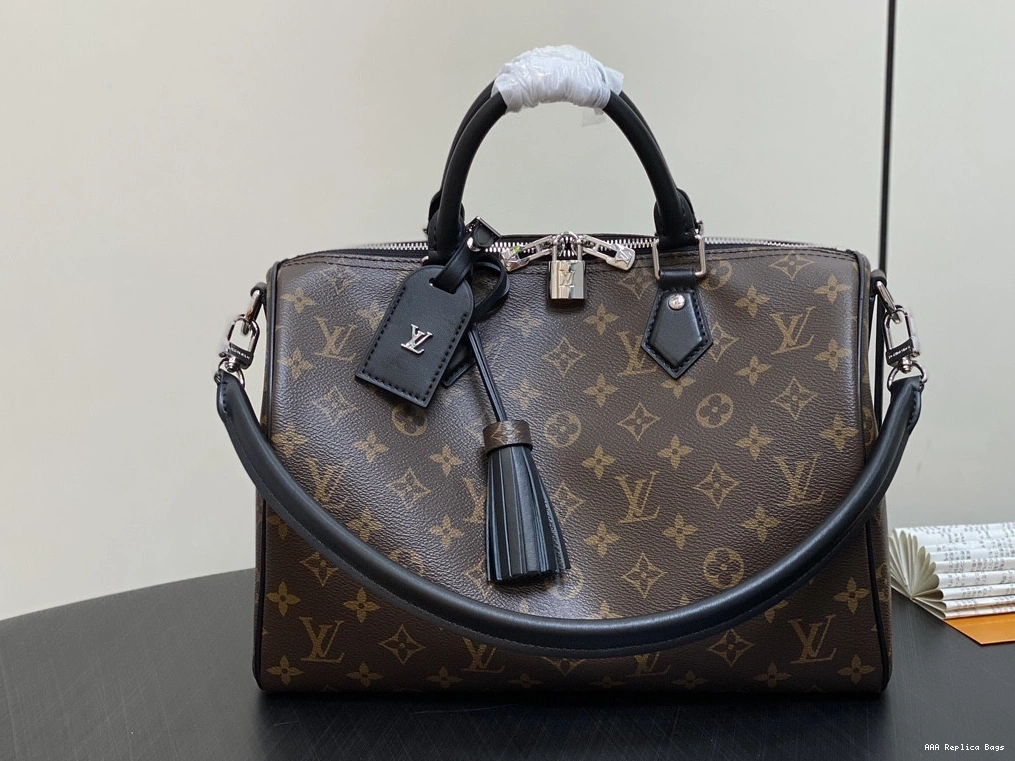 Aaa replica bags Louis Vuitton Dark 30 Soft Speedy 0801